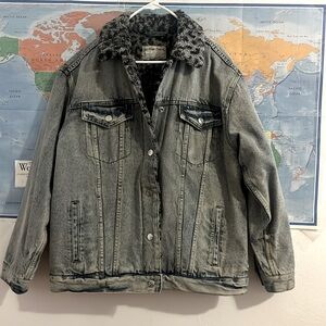 Free people fleece lined denim jacket. Small